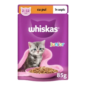 PLIC WHISKAS JUNIOR CU PUI ÎN SOS 85 G